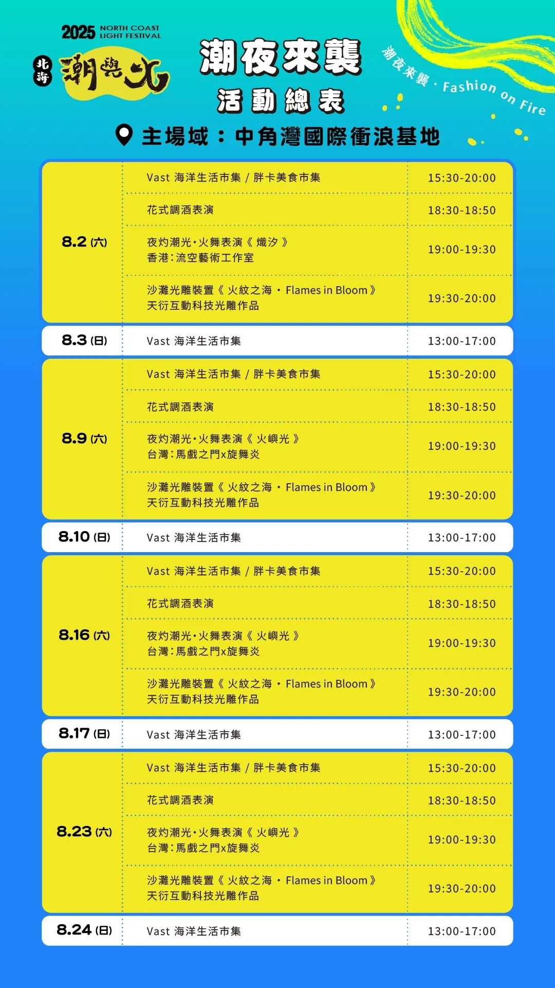 北海潮與火 活動總表 潮夜來襲
