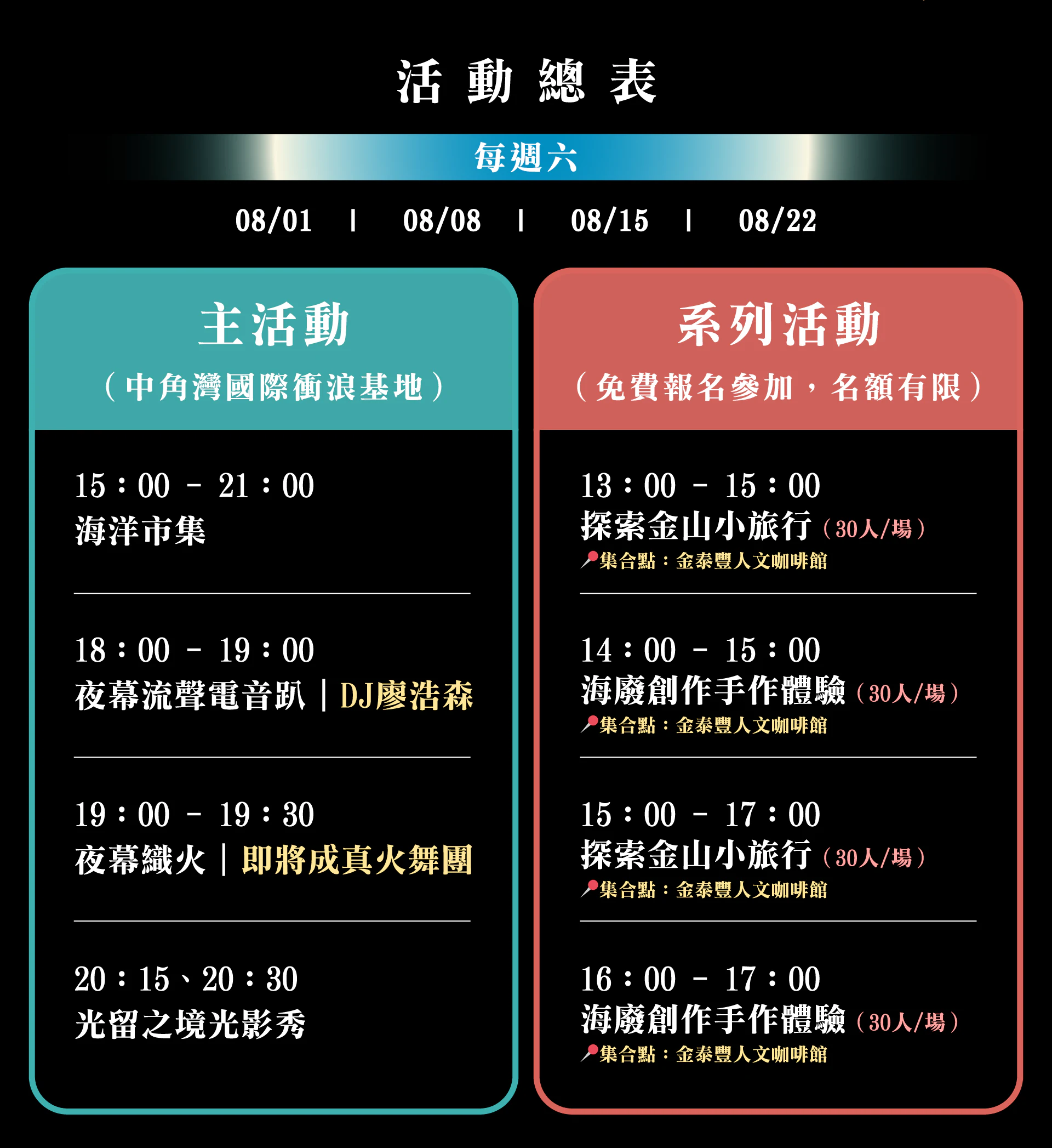 活動總表 — 每週六